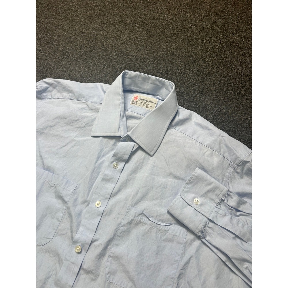 Turnbull & Asser Button Down Shirt Blue Mens 52 Cotton Dual Pocket Dress Formal